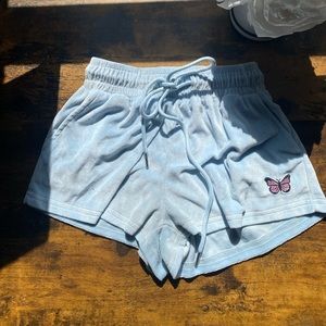 Cute velvet baby blue shorts